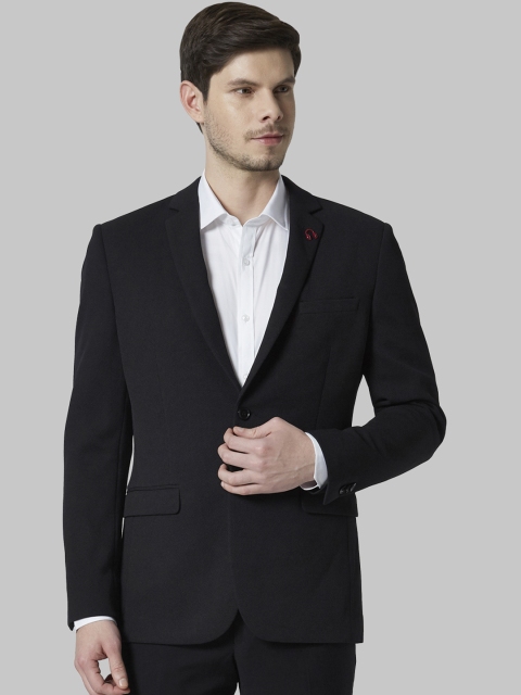 

Park Avenue Men Black Solid Single-Breasted Formal Blazer