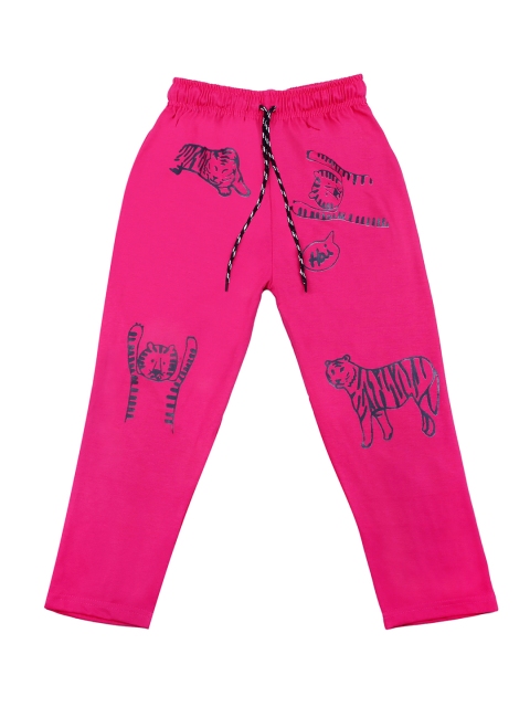 

SWEET ANGEL Girls Pink & Blue Tiger Printed Straight-Fit Track Pants