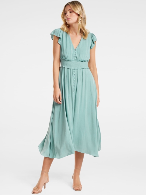 

Forever New Women Green Solid Fit and Flare Dress