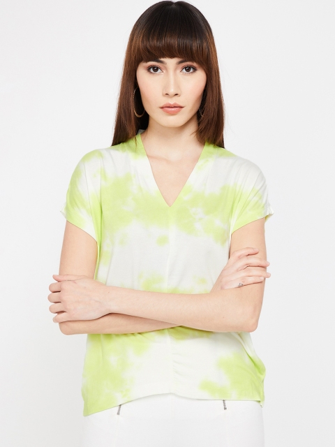 

CODE by Lifestyle Women Green & Off-White Dyed Top