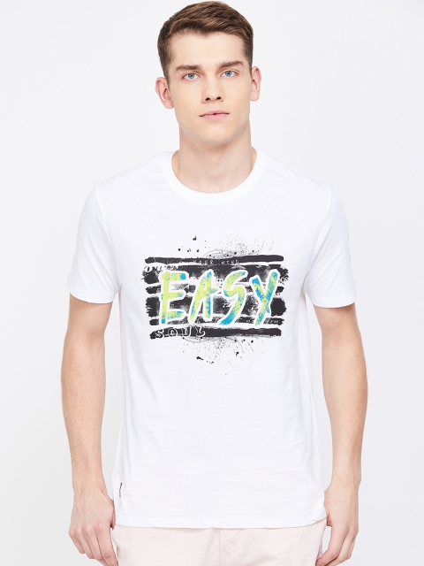 

Forca by Lifestyle Men White Printed Round Neck Slim Fit T-shirt