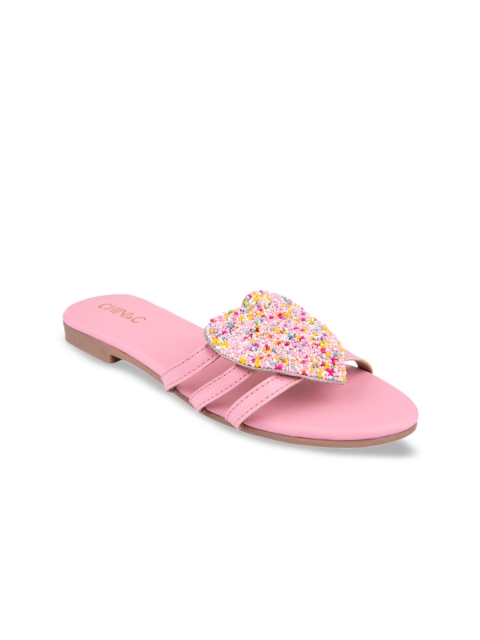 

CHINI C Women Pink Embellished Open Toe Flats