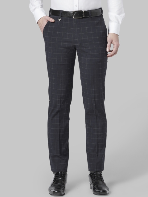 

Park Avenue Men Blue Slim Fit Checked Formal Trousers