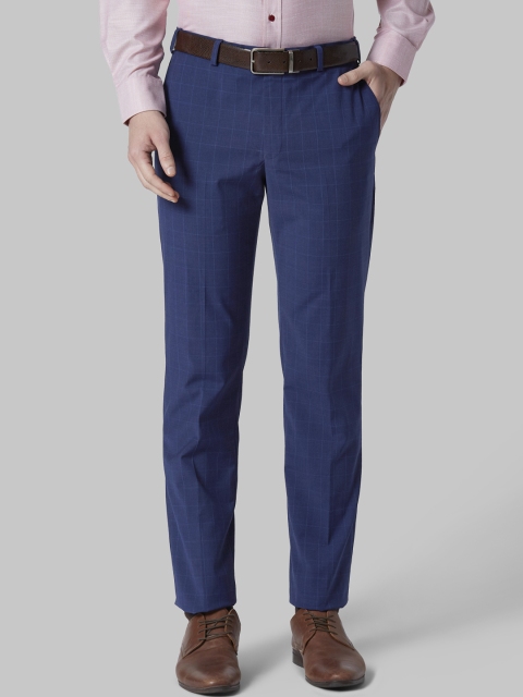 

Park Avenue Men Blue Regular Fit Checked Formal Trousers