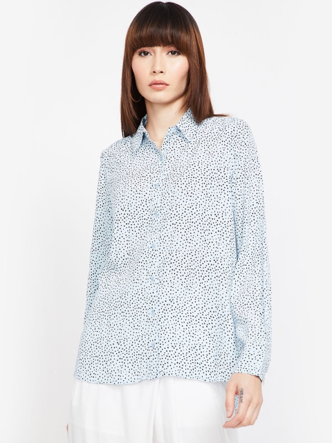 

CODE by Lifestyle Women Blue & Black Printed Shirt Style Top