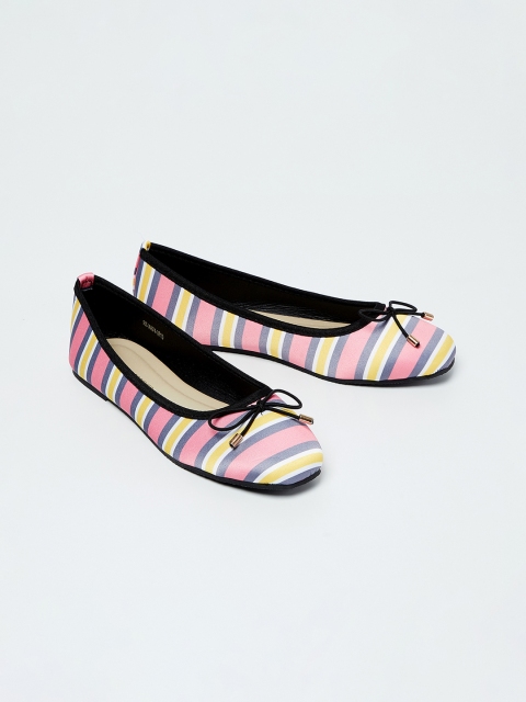 

Fame Forever by Lifestyle Girls Pink Striped Canvas Ballerinas