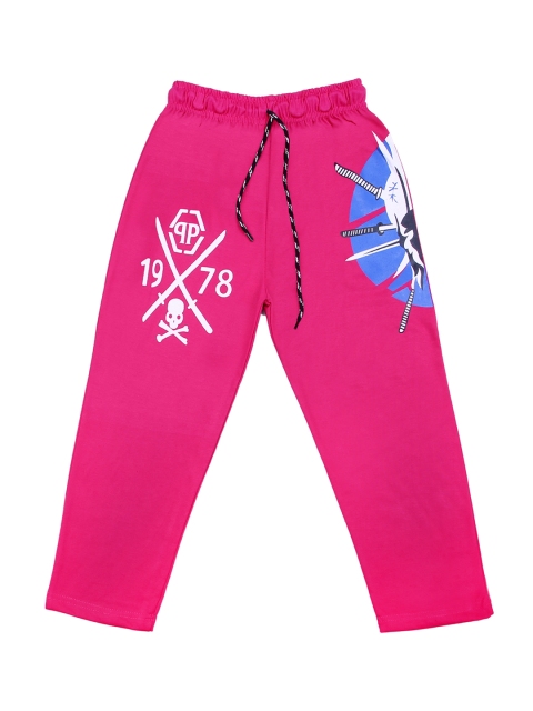 

SWEET ANGEL Girls Pink Solid Straight-Fit Track Pants