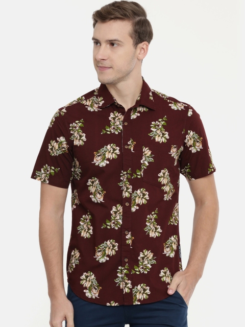 

IMYOUNG Men Maroon Slim Fit Printed Casual Shirt