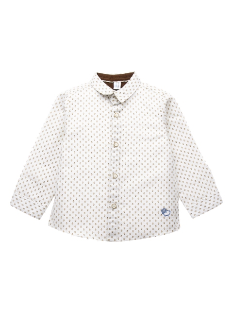 

ZERO THREE Boys White & Brown Regular Fit Printed Casual Shirt