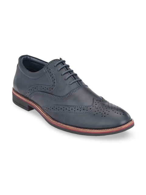 

Fentacia Men Teal Blue Textured Formal Brogues