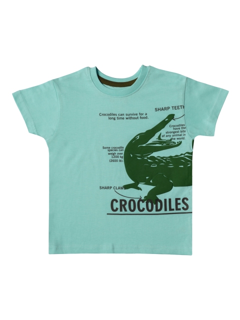 

Kid Studio Boys Turquoise Blue Printed Round Neck T-shirt