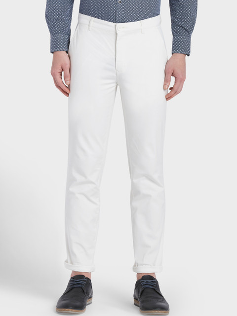 

ColorPlus Men White Regular Fit Solid Regular Trousers