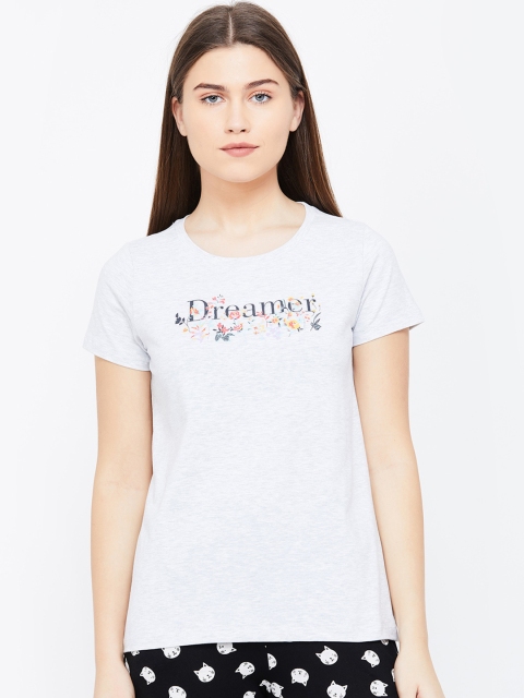 

Ginger by Lifestyle Women Grey Melange Solid Lounge T-Shirt