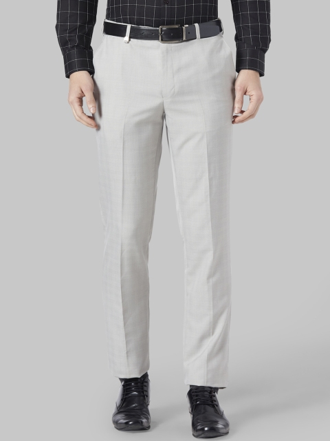 

Park Avenue Men Off-White Regular Fit Checked Formal Trousers