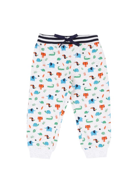 

Pantaloons Baby Boys Grey & Blue Printed Straight-Fit Joggers