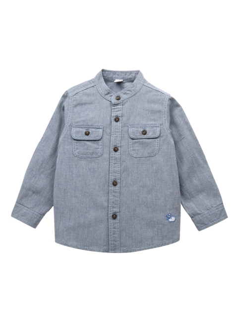 

ZERO THREE Boys Blue Regular Fit Solid Casual Shirt