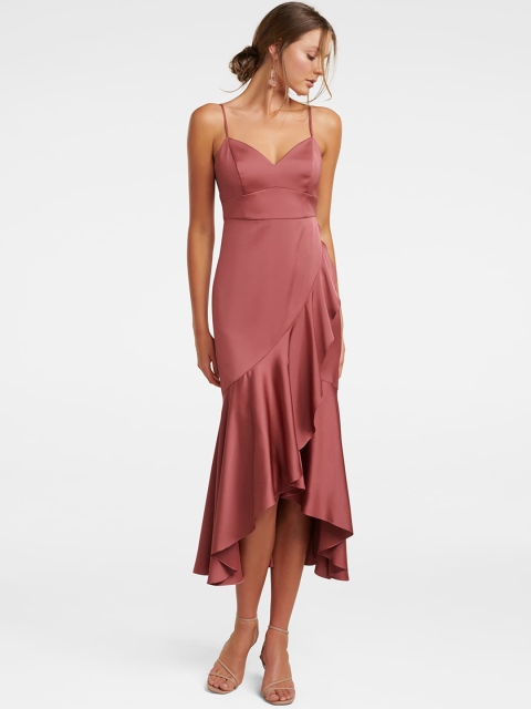 

Forever New Women Pink Solid Wrap Dress