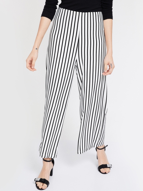 

CODE by Lifestyle Women White & Black Regular Fit Striped Culottes