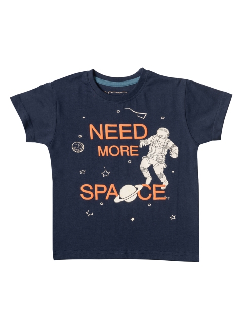 

Kid Studio Boys Navy Blue & Yellow Printed Round Neck T-shirt