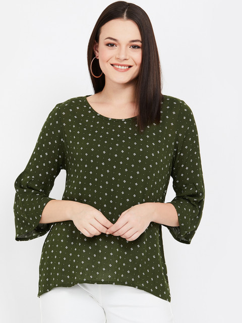 

Fame Forever by Lifestyle Women Olive Green Printed Top