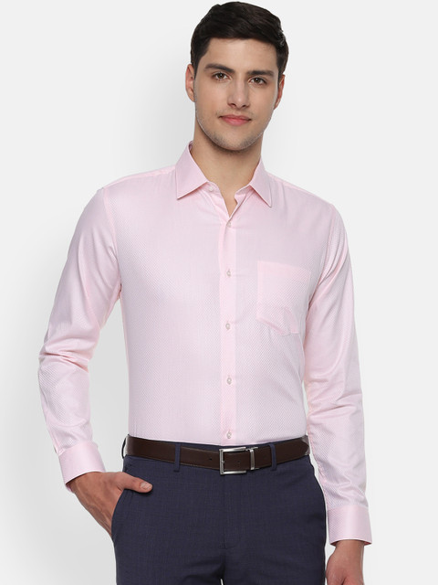 

Van Heusen Men Pink Slim Fit Self Design Formal Shirt