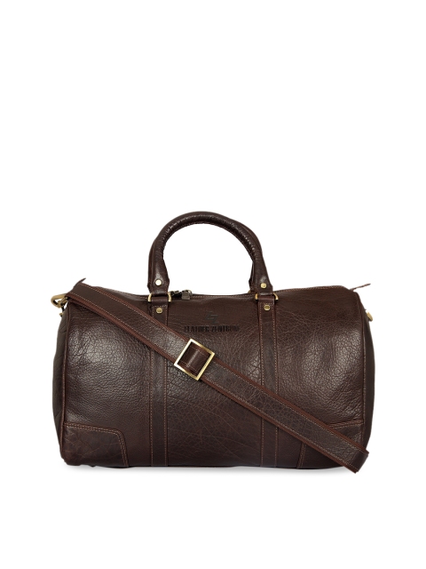 Leather Zentrum Men Brown Solid Medium Leather Duffel Bag