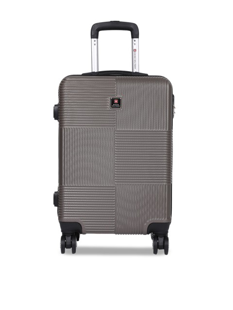 

SWISS MILITARY Unisex Grey Textured Cabin Trolley Suitcase With USB Charging Port