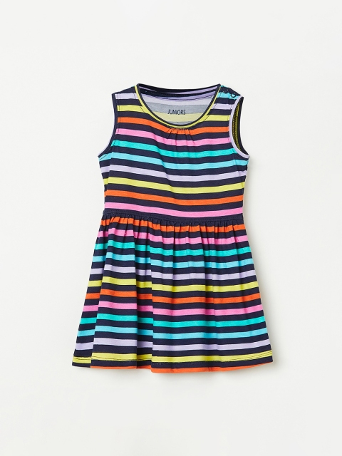 

Juniors by Lifestyle Girls Navy Blue & Red Candy Striped Fit and Flare Dress