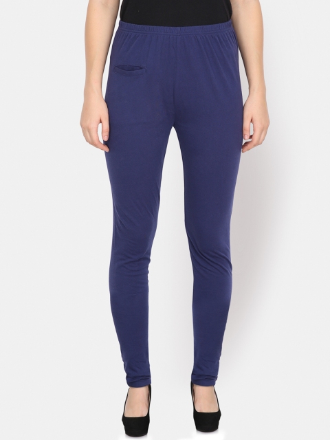 

Yaadleen Women Navy Blue Solid Churidar-Length Leggings