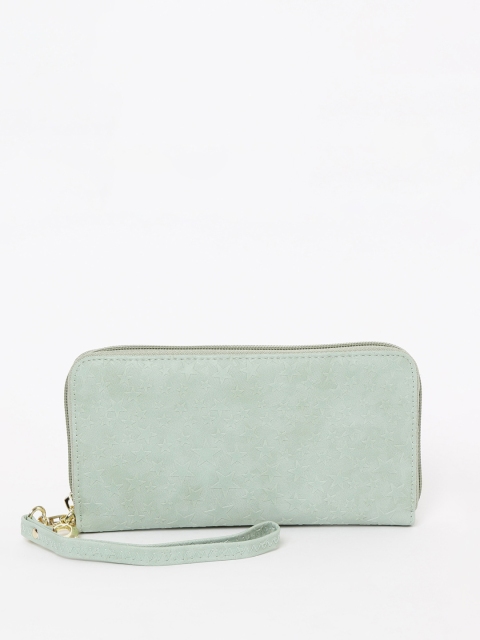 

Ginger by Lifestyle Women Green Textured Zip Around Wallet