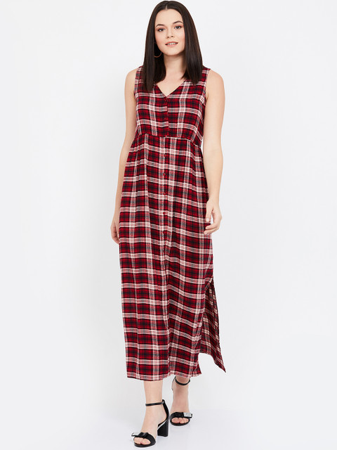 

Ginger by Lifestyle Women Red Checked Maxi Dress