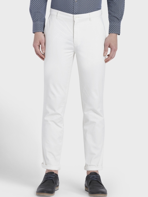 

ColorPlus Men White Regular Fit Solid Regular Trousers