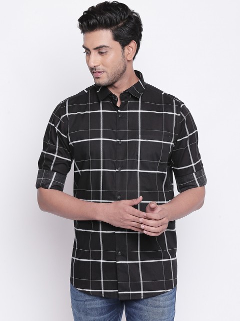 

Integriti Men Black & White Slim Fit Checked Casual Shirt