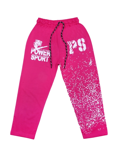 

SWEET ANGEL Girls Pink & White Printed Straight-Fit Track Pants
