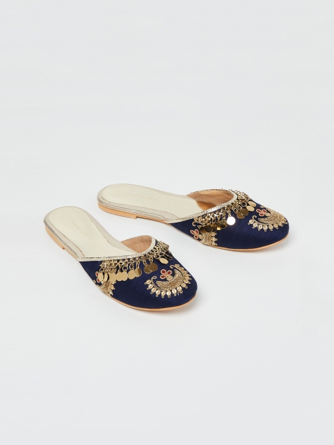 

Melange by Lifestyle Women Navy Blue Embellished Mules