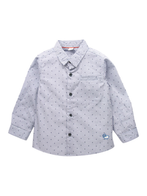 

ZERO THREE Boys Blue & White Regular Fit Striped Casual Shirt