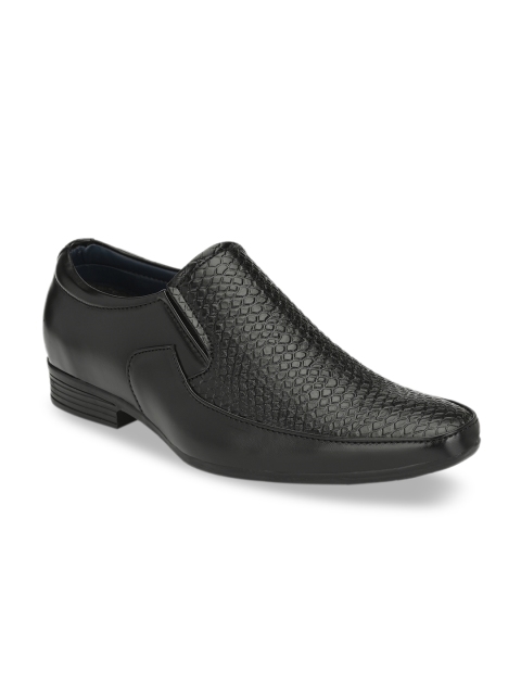 

Azzaro Black Men Black Textured Formal Slip-Ons