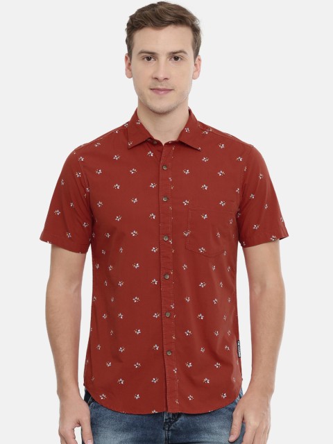 

IMYOUNG Men Red Slim Fit Printed Casual Shirt