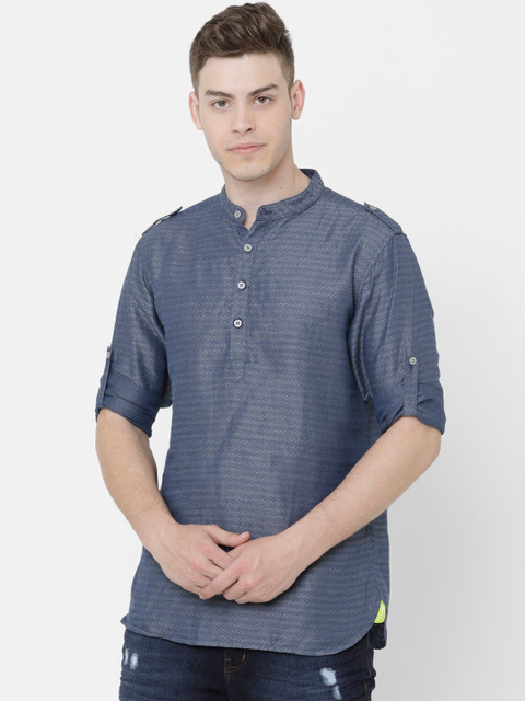 

AweTRend Men Navy Blue Slim Fit Striped Casual Shirt