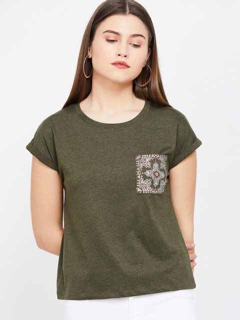 

Bossini Women Olive Green Solid Top