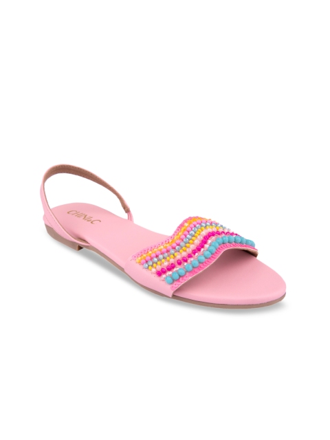

CHINI C Women Pink Embellished Open Toe Flats