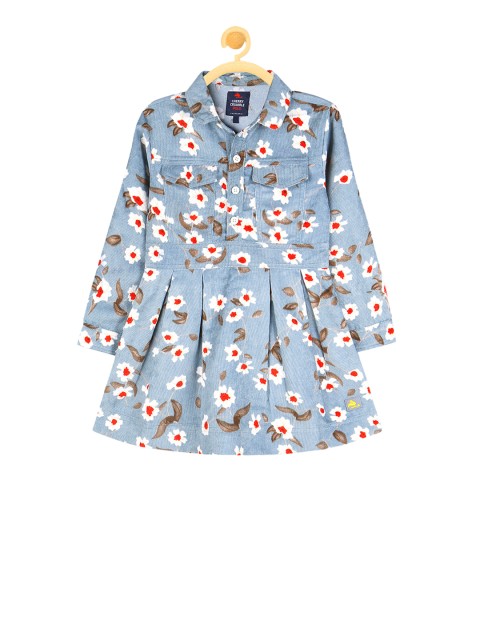 

Cherry Crumble Girls Blue Printed Shirt Dress