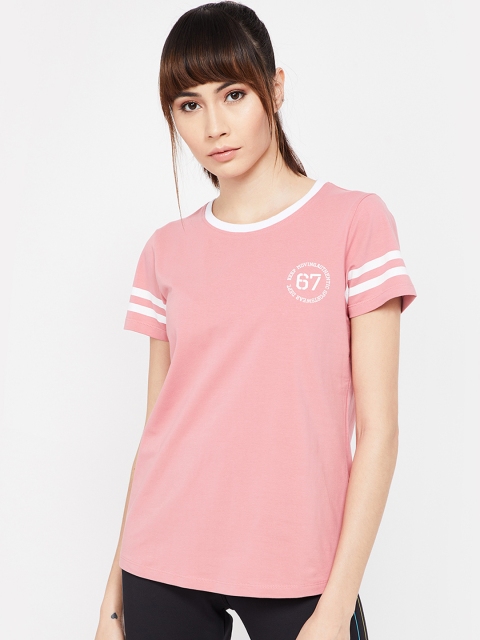 

Kappa Women Pink Striped Round Neck T-shirt