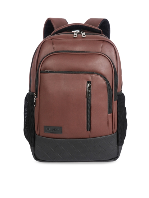 

FUR JADEN Unisex Coffee Brown Colourblocked Backpack