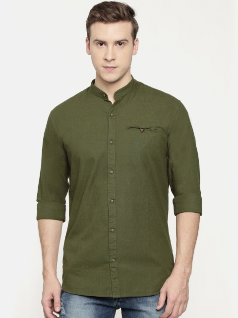 

ROLLER FASHIONS Men Green New Slim Fit Solid Casual Shirt