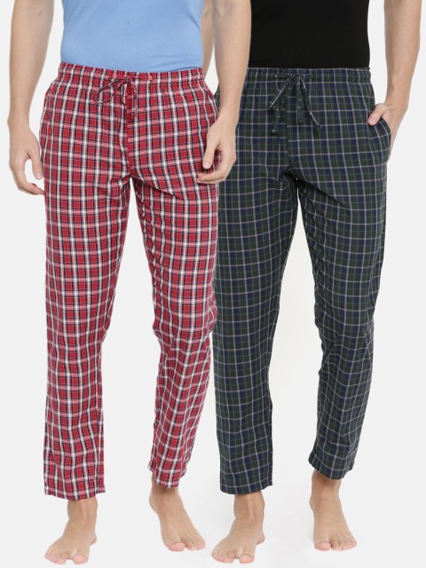 

Joven Men Pack of 2 Checked Lounge Pants, Green