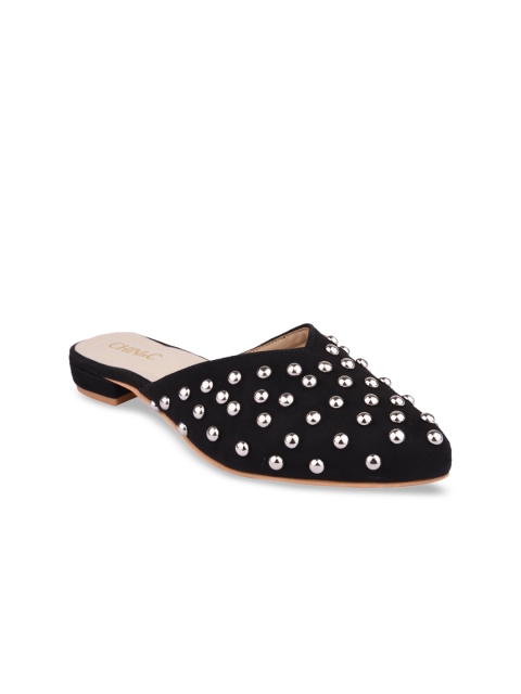 

CHINI C Women Black Embellished Mules