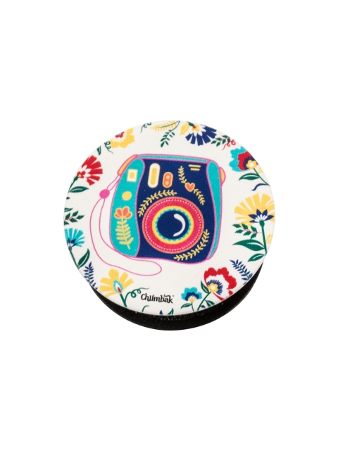 

Chumbak Unisex White & Blue Printed Floral Camera PopSockets Grip