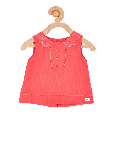 

Cherry Crumble Girls Coral Pink Self Design A-Line Top