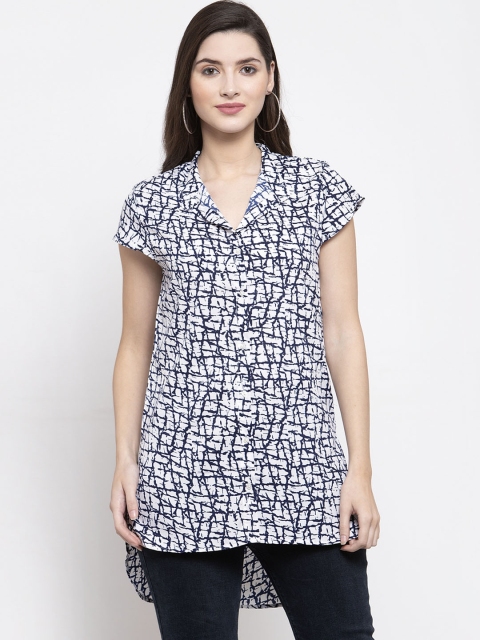

Purple State Women White Printed High-Low Top